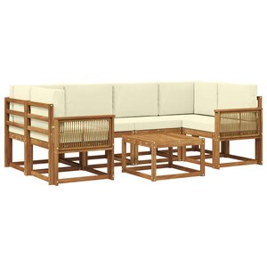 vidaXL Ensemble de canapés d'extérieur 7 pc Naturel et Crème Polyester