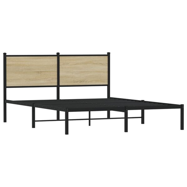 vidaXL Cadre de lit en métal sans matelas chêne sonoma 140x200 cm