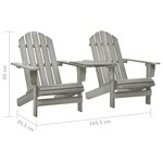 vidaXL Chaises de jardin Adirondack avec table bois de sapin gris