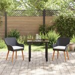 vidaXL Ensemble de jardin 3 pièces en rotin poly noir
