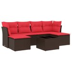 vidaXL Salon de jardin avec coussins 7 Pièces marron résine tressée