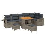 vidaXL Ensemble de canapé de jardin 9 Pièces Gris polyrotin
