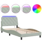 vidaXL Cadre de lit avec lumières LED gris clair 100x200 cm velours