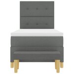 vidaXL Lit à ressort avec matelas et banc Gris foncé 90x200 cm Tissu