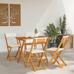 vidaXL Ensemble Bistro Pliable 5 Pièces avec Coussins en Bois Massif d'Acacia