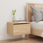 vidaXL Table de chevet murale avec lumières LED chêne sonoma