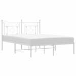 vidaXL Cadre de lit métal avec tête de lit blanc 135x190 cm