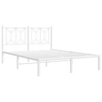 vidaXL Cadre de lit métal sans matelas et tête de lit blanc 135x190 cm
