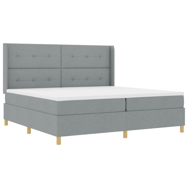 vidaXL Lit à Ressorts avec matelas Gris clair 200 x 200 cm tissu