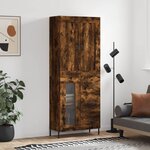 vidaXL Buffet haut Chêne fumé 69 5x34x180 cm Bois d'ingénierie