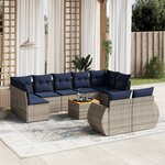 vidaXL Salon de jardin 10 Pièces avec coussins gris résine tressée