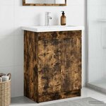 vidaXL Armoire sous évier de salle de bain Chêne fumé