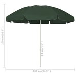 vidaXL Parasol de plage Vert 240 cm