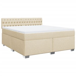 vidaXL Sommier à lattes de lit avec matelas Crème 180x200 cm Tissu