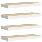 vidaXL Étagères flottantes 4 Pièces chêne et blanc 60x23 5x3 8 cm MDF