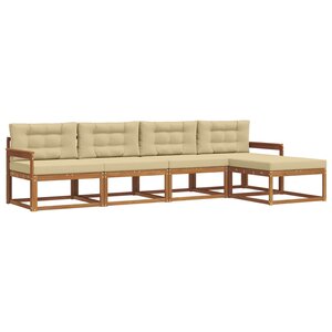 vidaXL Ensemble de canapés d'extérieur 5 pc Naturel et Beige