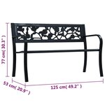 vidaXL Banc de jardin 125 cm Noir Acier