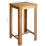 vidaXL Table de bar Bois d'acacia massif 60x60x105 cm