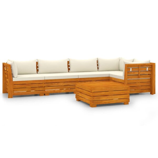 vidaXL Salon de jardin 6 Pièces avec coussins Bois d'acacia solide