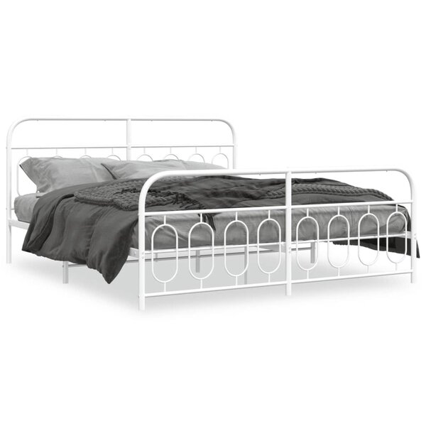 vidaXL Cadre de lit métal sans matelas et pied de lit blanc 193x203 cm
