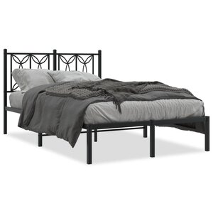 vidaXL Cadre de lit métal sans matelas avec tête de lit noir 120x200cm