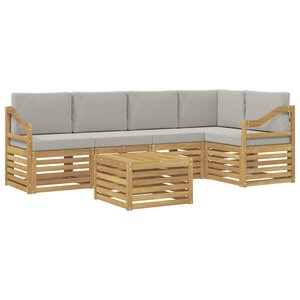 vidaXL Ensemble de canapés d'extérieur 6 Pièces Blanc et gris clair