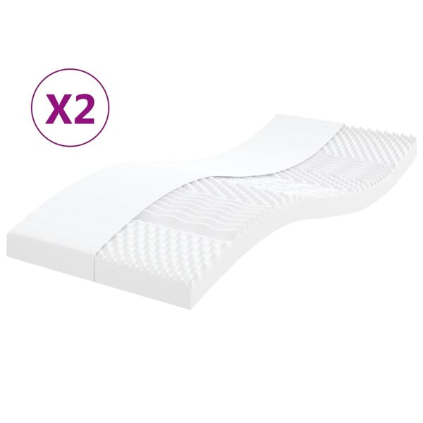 vidaXL Matelas en mousse 2 Pièces blanc 90x190 cm 7 zones dureté 20 ILD