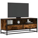 vidaXL Meuble TV chêne fumé 100x34 5x40 cm bois d'ingénierie et métal