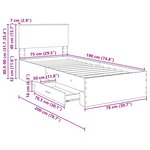 vidaXL Cadre de lit Blanc et Argent 75 x 190 cm Bois d'ingénierie