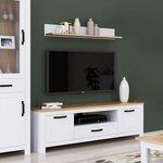 Étagère murale Blanc/naturel 115 cm