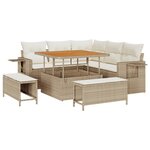 vidaXL Set de canapé de jardin 8 pièces avec des coussins beiges en poly rotin et en acacia