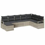 vidaXL Ensemble de canapé de jardin 7 Pièces Gris clair Poly rotin