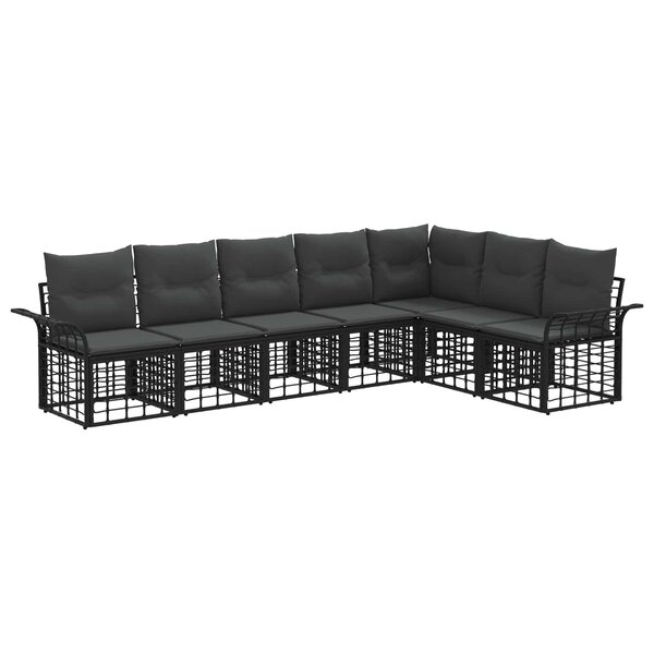 vidaXL Ensemble de canapés d'extérieur 7 Pièces Noir et Gris foncé