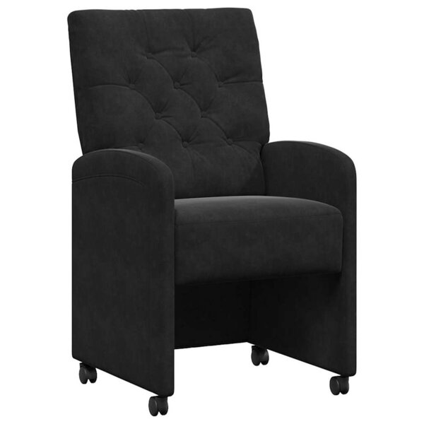 vidaXL Chaises de Salle à Manger avec Roues 2 Pièces Noir 58 x 67 x 97 cm