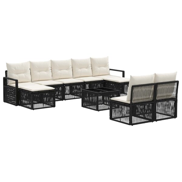 vidaXL Ensemble de canapé de jardin 10 pc Noir polyrotin