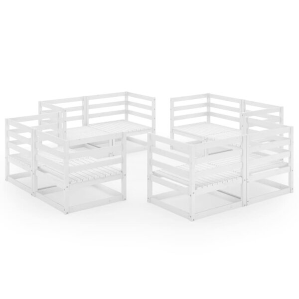 vidaXL Salon de jardin 8 Pièces Blanc Bois de pin massif