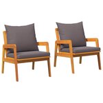 vidaXL Chaise de jardin avec coussin 2 Pièces Marron Bois d'acacia massif