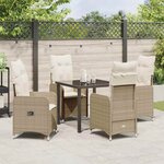 vidaXL Ensemble de salle à manger pour jardin 5 Pièces Beige Poly rotin