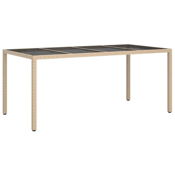 vidaXL Table de jardin pour repas Beige 190 x 90 x 75 cm Poly rotin