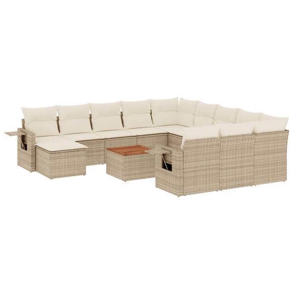 vidaXL Salon de jardin avec coussins 13 Pièces beige résine tressée