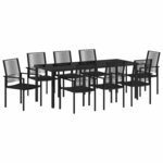 vidaXL Ensemble de salle à manger pour jardin 9 Pièces Noir