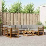 vidaXL Ensemble de canapés d'extérieur 10 Pièces Gris Naturel et Clair