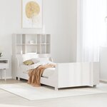 vidaXL Lit bibliothèque sans matelas blanc 90x190 cm bois massif