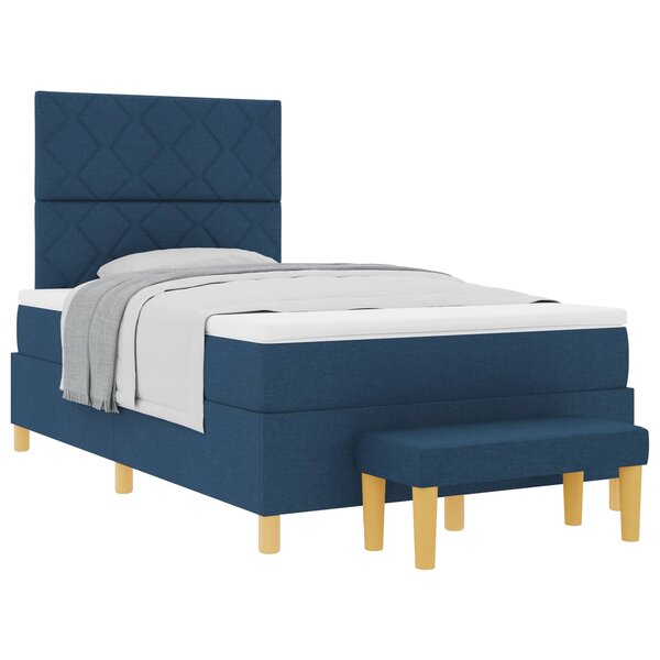 vidaXL Lit à ressorts avec coussin Bleu 200 x 120 cm tissu