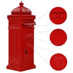 Boîte aux lettres à pilier Aluminium Vintage antirouille Rouge