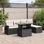 vidaXL Salon de jardin 6 Pièces avec coussins noir résine tressée