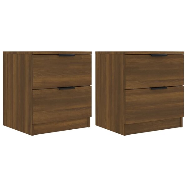 vidaXL Tables de chevet 2 Pièces Chêne marron Bois d'ingénierie