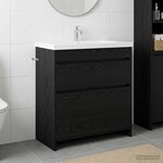 vidaXL Meuble sous lavabo de salle de bain Chêne noir