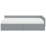 vidaXL Cadre de lit d'angle avec matelas Autre 2 Pièces Gris clair tissu
