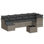 vidaXL Salon de jardin 8 Pièces avec coussins gris résine tressée